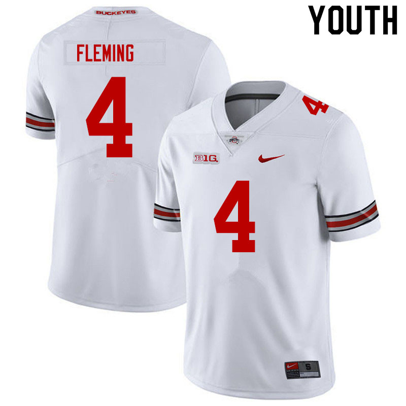 Youth #4 Julian Fleming Ohio State Buckeyes College Football Jerseys Sale-White